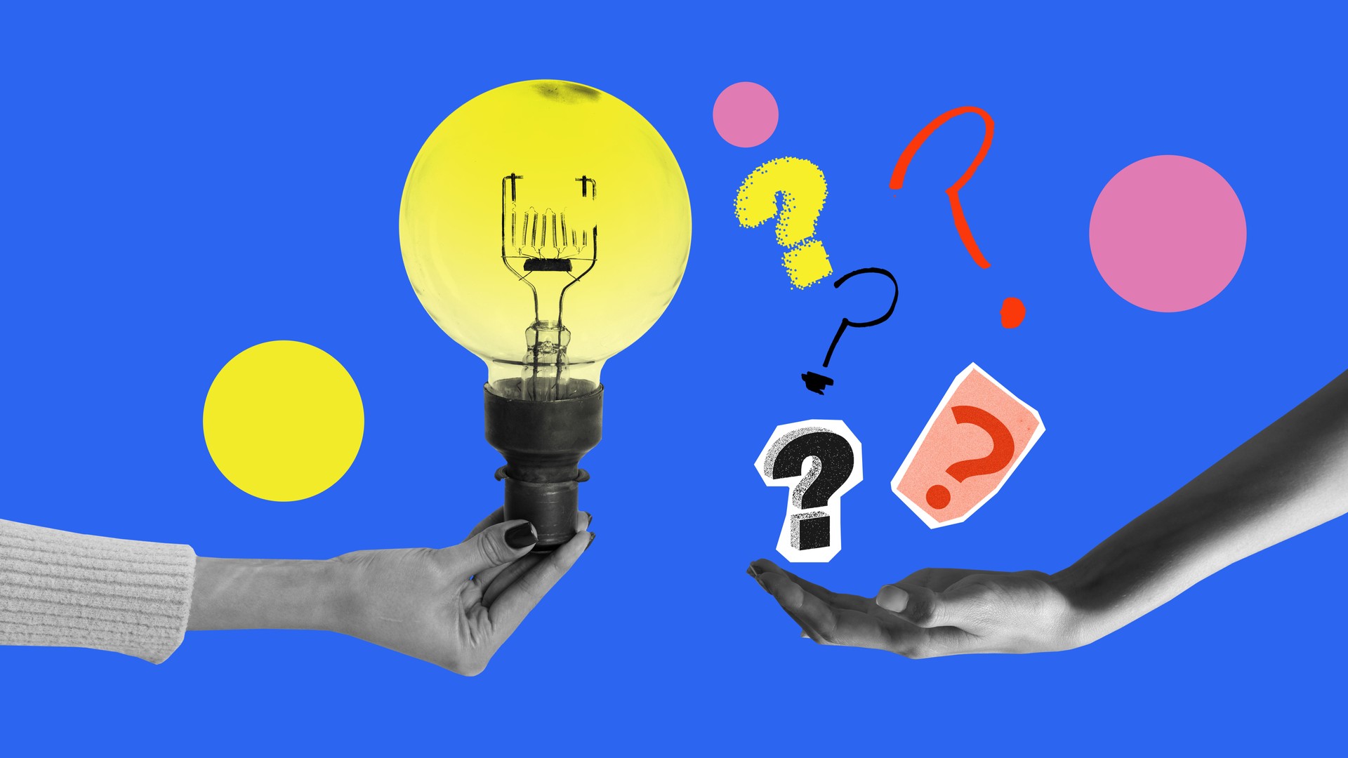 Curiosity and ideas. Generation of new ideas, and search for knowledge Contemporary art collage.